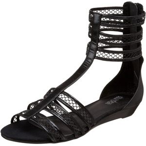 Charles by Charles David Network Flat Sandals Black NIB 7